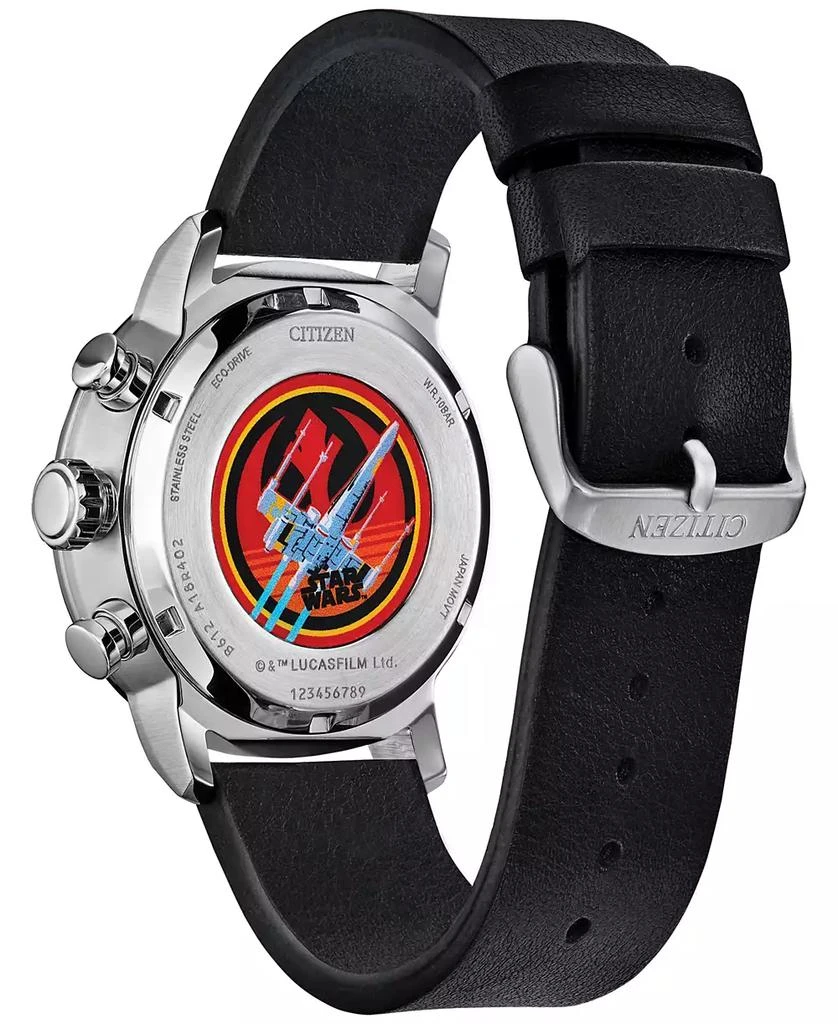 Citizen Eco-Drive Men's Chronograph Star Wars Rebel Starfighter Black Leather Strap Watch 44mm Box Set 3