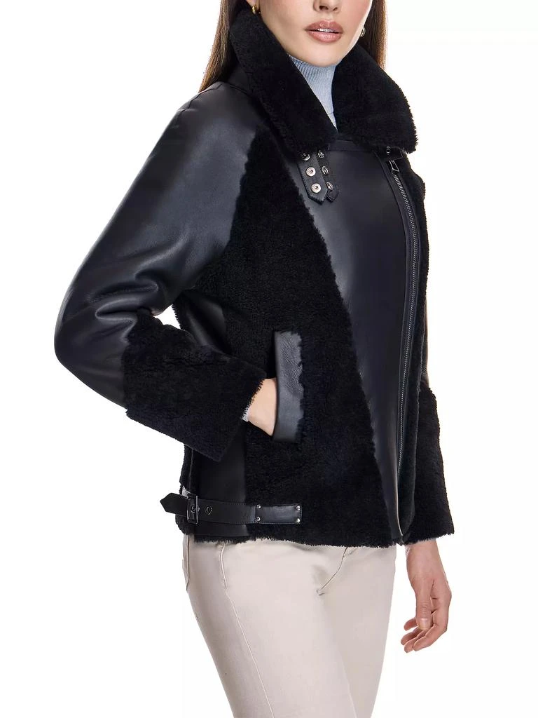 Maximilian Leather & Shearling Biker Jacket 4