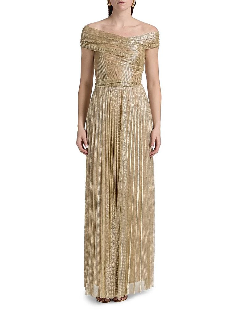 Talbot Runhof Metallic Pin Dot Off-The-Shoulder Gown 3