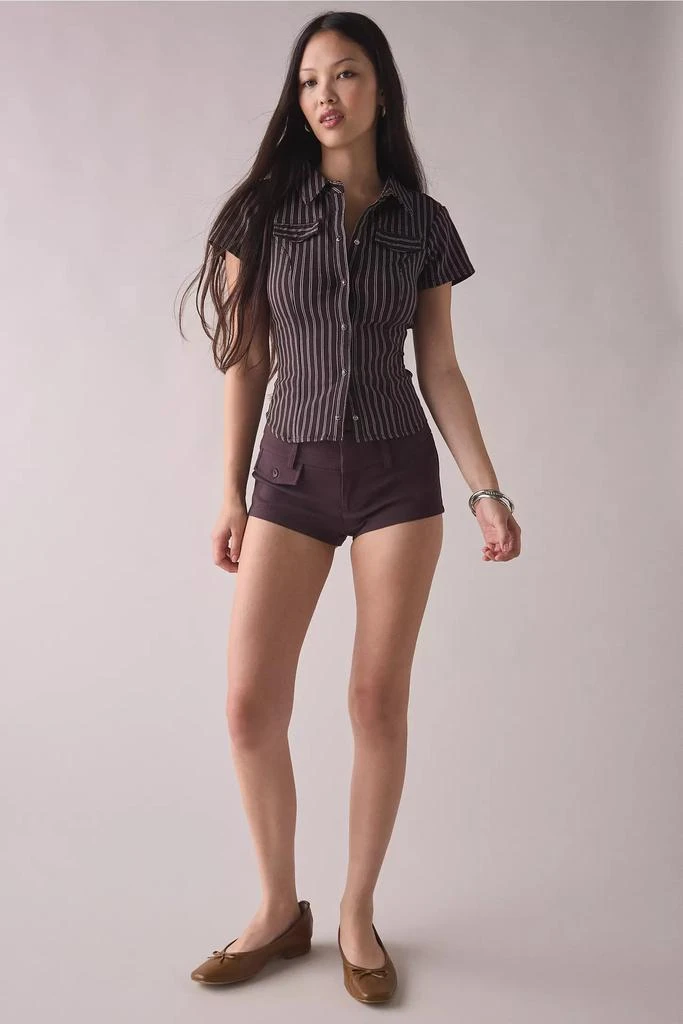 BDG Silence + Noise Polly Slim Short Sleeve Snap-Button Shirt 2