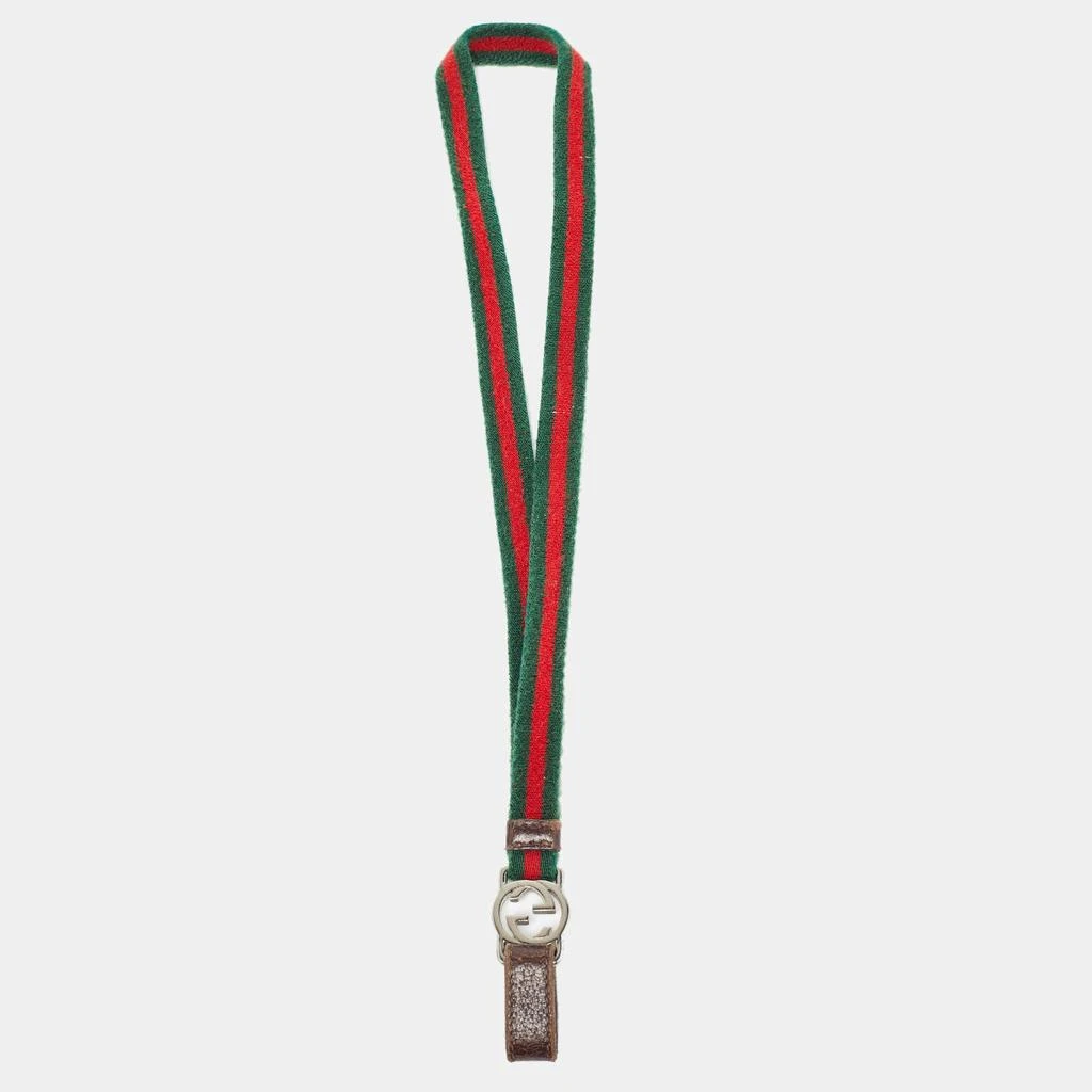 Gucci Gucci Green/Red Web Canvas Interlocking G Lanyard Keychain 3