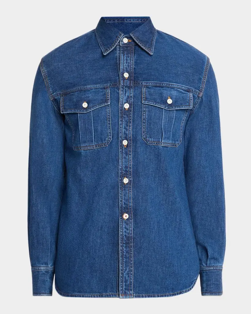 Isaia Men's Denim Button-Down Shirt