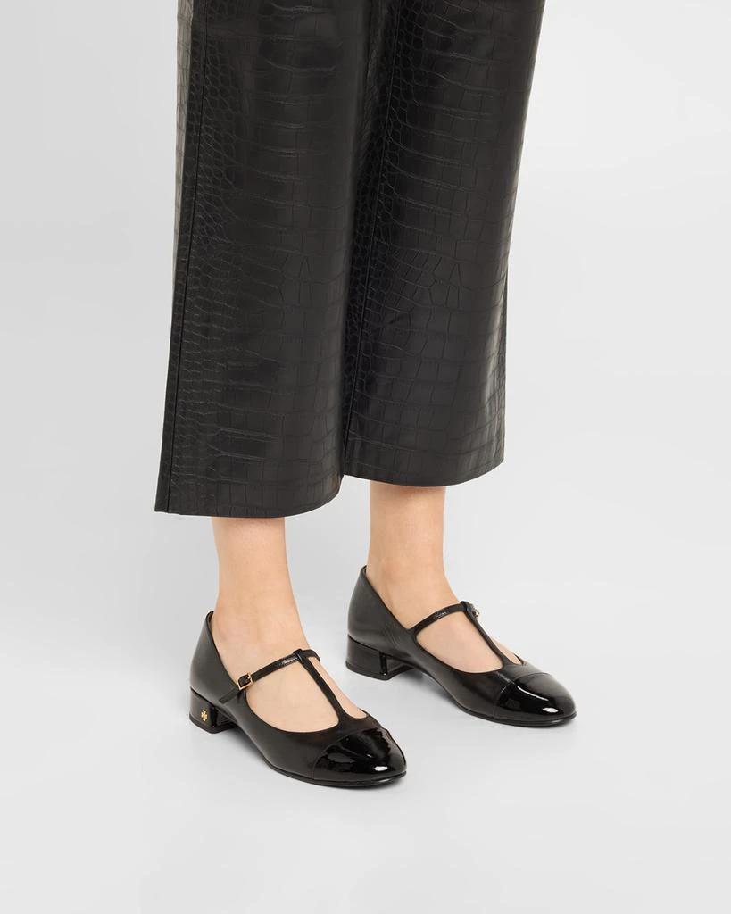 Tory Burch Mixed Leather T-Strap Ballerina Flats 2
