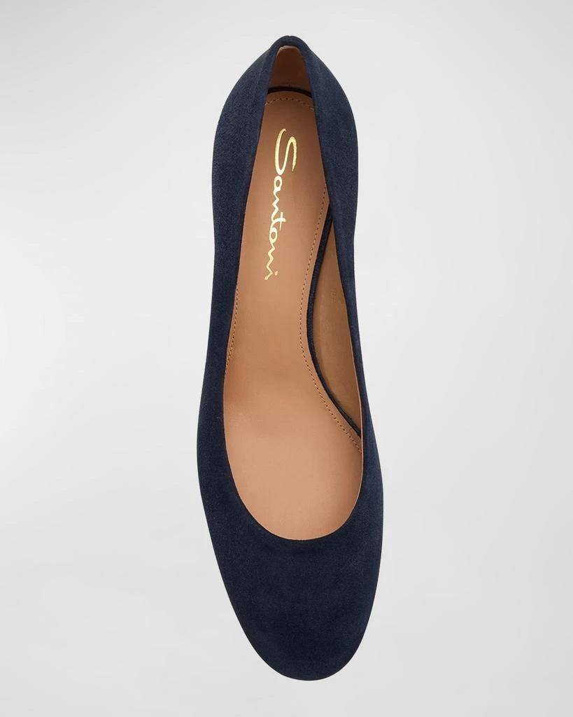 Santoni Suede Block-Heel Pumps 6