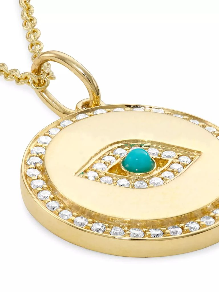 Sydney Evan 14K Yellow Gold, Diamond, & Turquoise Evil-Eye Medallion Necklace 4