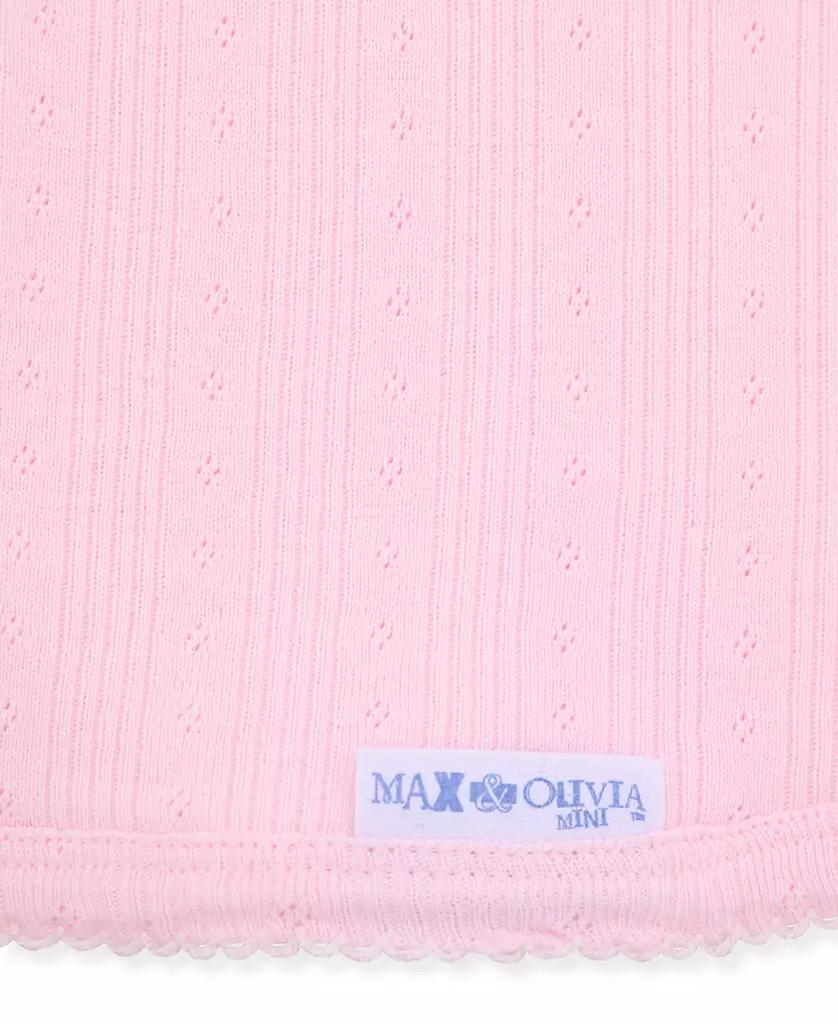 Max & Olivia Newborn Girls Pointelle Reversible Swaddle Blanket