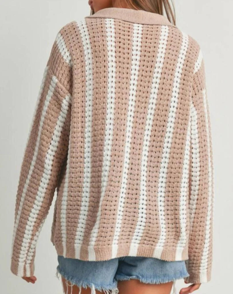 Buttermelon Stripe Button Front Sweater 2