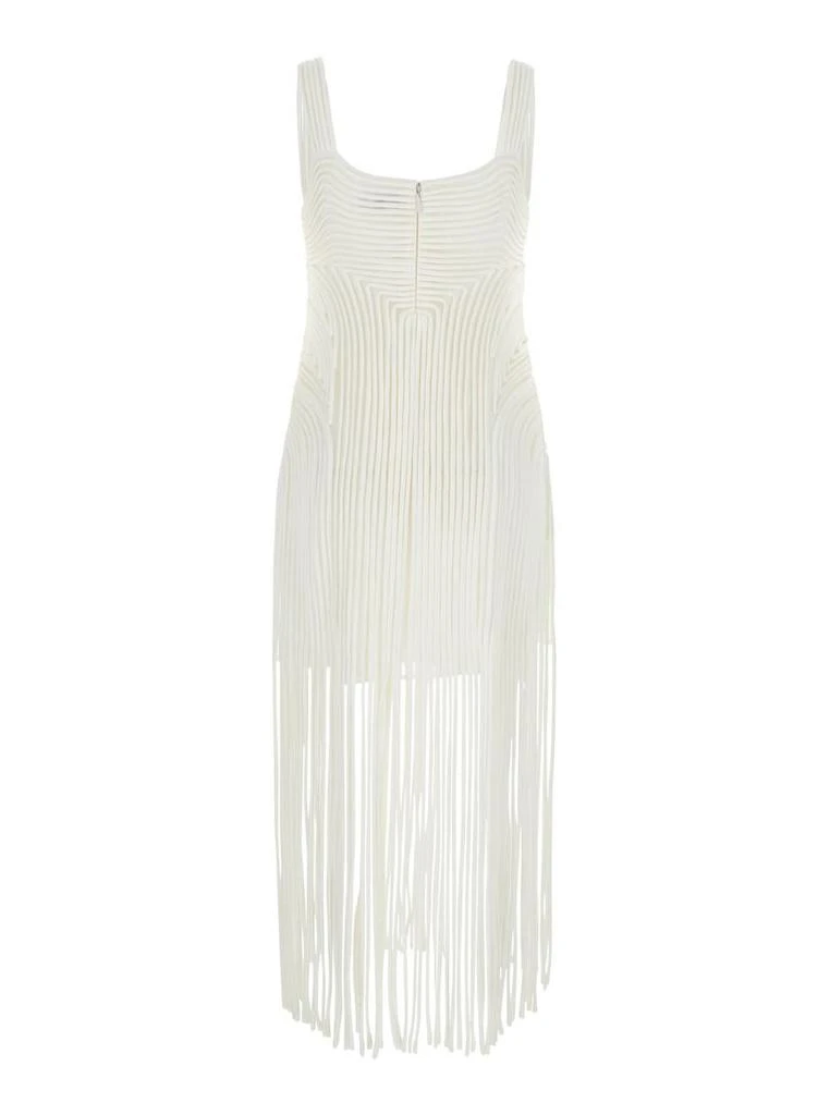 SIMKHAI 'Darby' White Midi Dress With Fringed Hem And All-Over Soutache Embroidery In Acetate Blend Woman 2