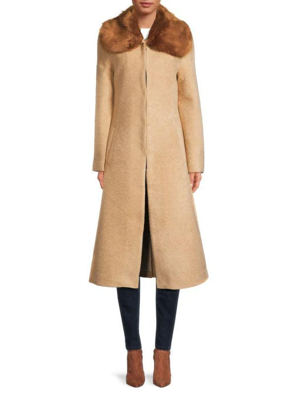 Unreal Fur Faux Fur Collar Longline Coat 1
