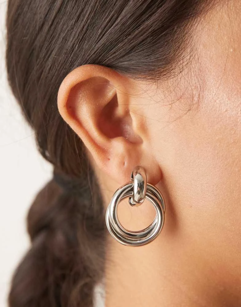 DesignB London DesignB London double doorknocker earrings in silver 2