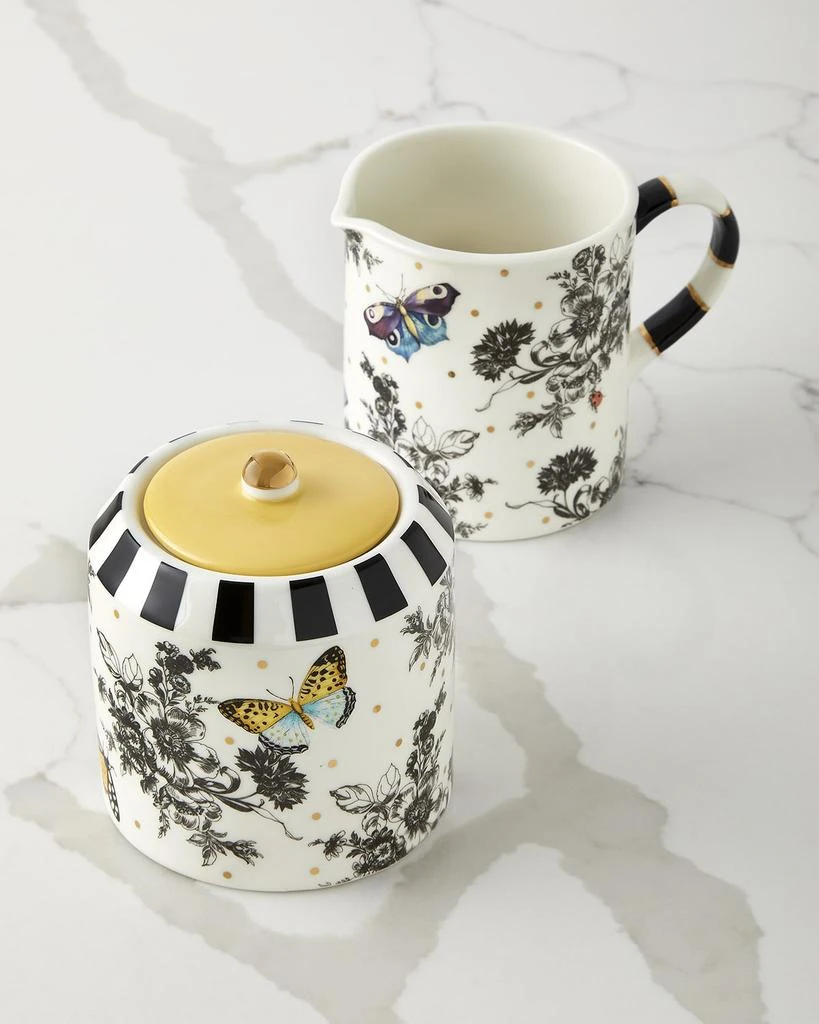 MacKenzie-Childs Butterfly Toile Creamer and Sugar Set 1
