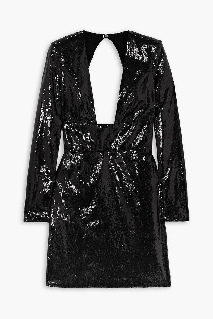 Dundas Open-back sequined chiffon mini dress