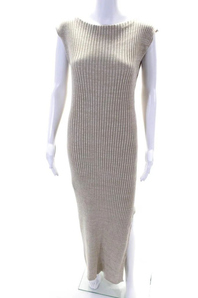 Anna Quan Anna Quan Womens Sleeveless Boat Neck Ribbed Knit Long Dress Brown 1