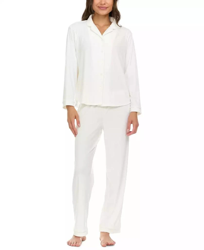 Flora Nikrooz Women's Addie Printed Velour Long Sleeve Pajama Set 1