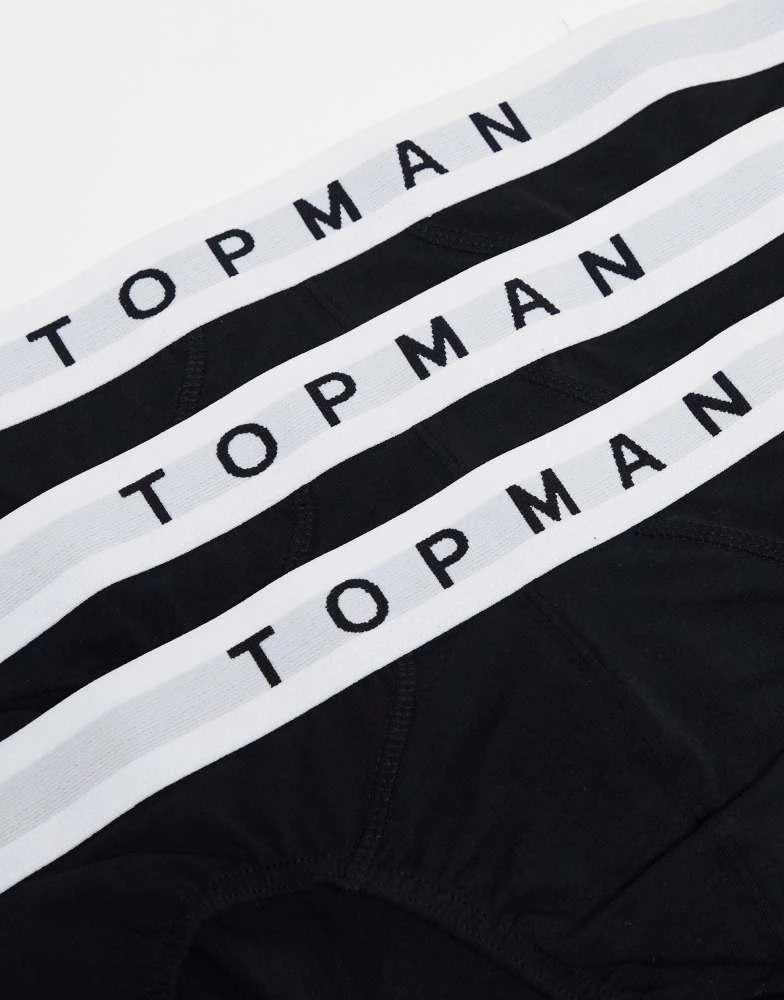 Topman Topman 3 pack briefs in black with white waistbands 2