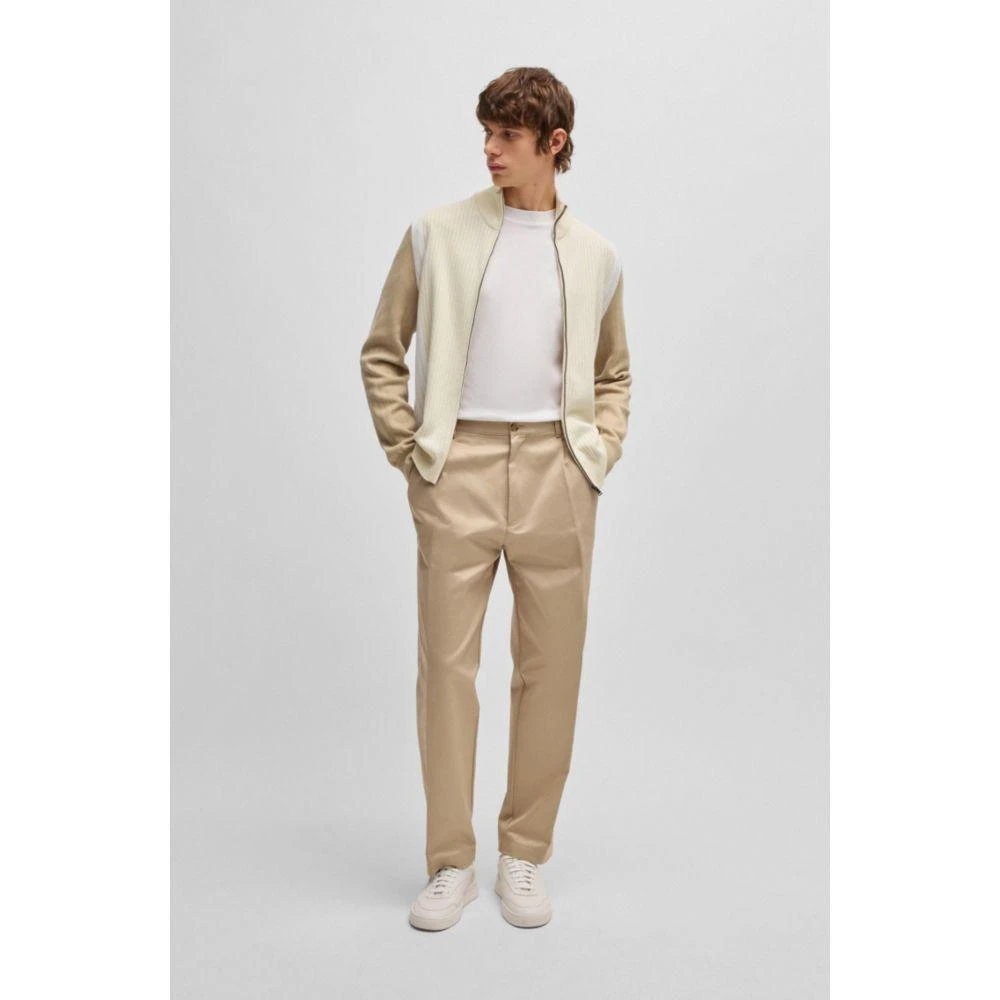 Hugo Boss Zip-up cotton cardigan with knitted pinstripes 2