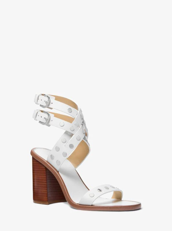 Michael Kors Irene Studded Leather Block Heel Sandal 1