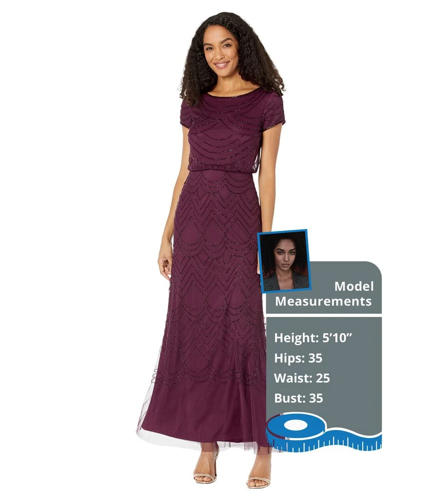 Adrianna Papell Short Sleeve Blouson Beaded Gown 2