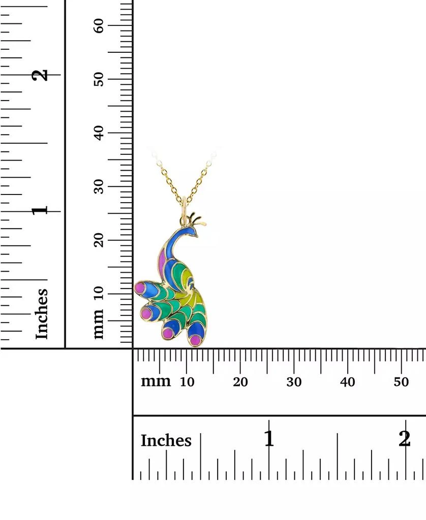 Macy's Enamel Peacock 18" Pendant Necklace in 14K Yellow Gold 3