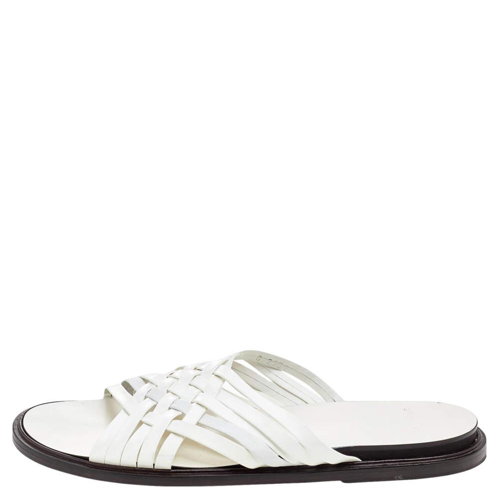 Givenchy Givenchy White Leather Strappy Flat Slide Sandals Size 43