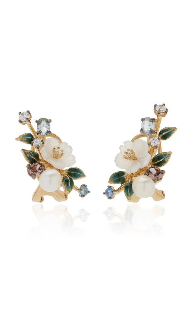 Anabela Chan Anabela Chan - Aqua Orchard 18K Yellow Gold Multi-Stone Stud Earrings - Multi - OS - Moda Operandi - Gifts For Her