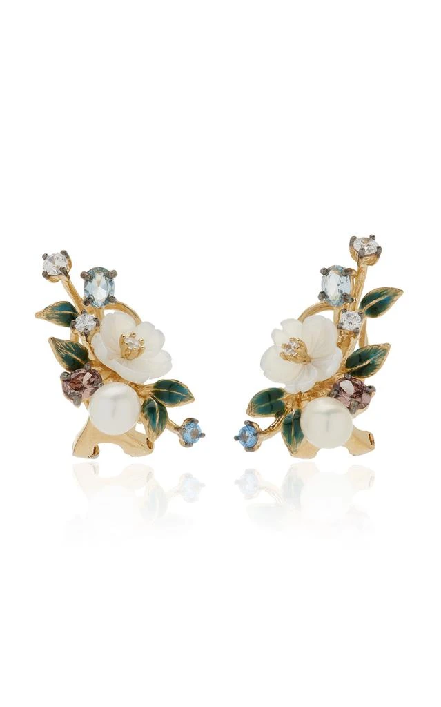 Anabela Chan Anabela Chan - Aqua Orchard 18K Yellow Gold Multi-Stone Stud Earrings - Multi - OS - Moda Operandi - Gifts For Her 1