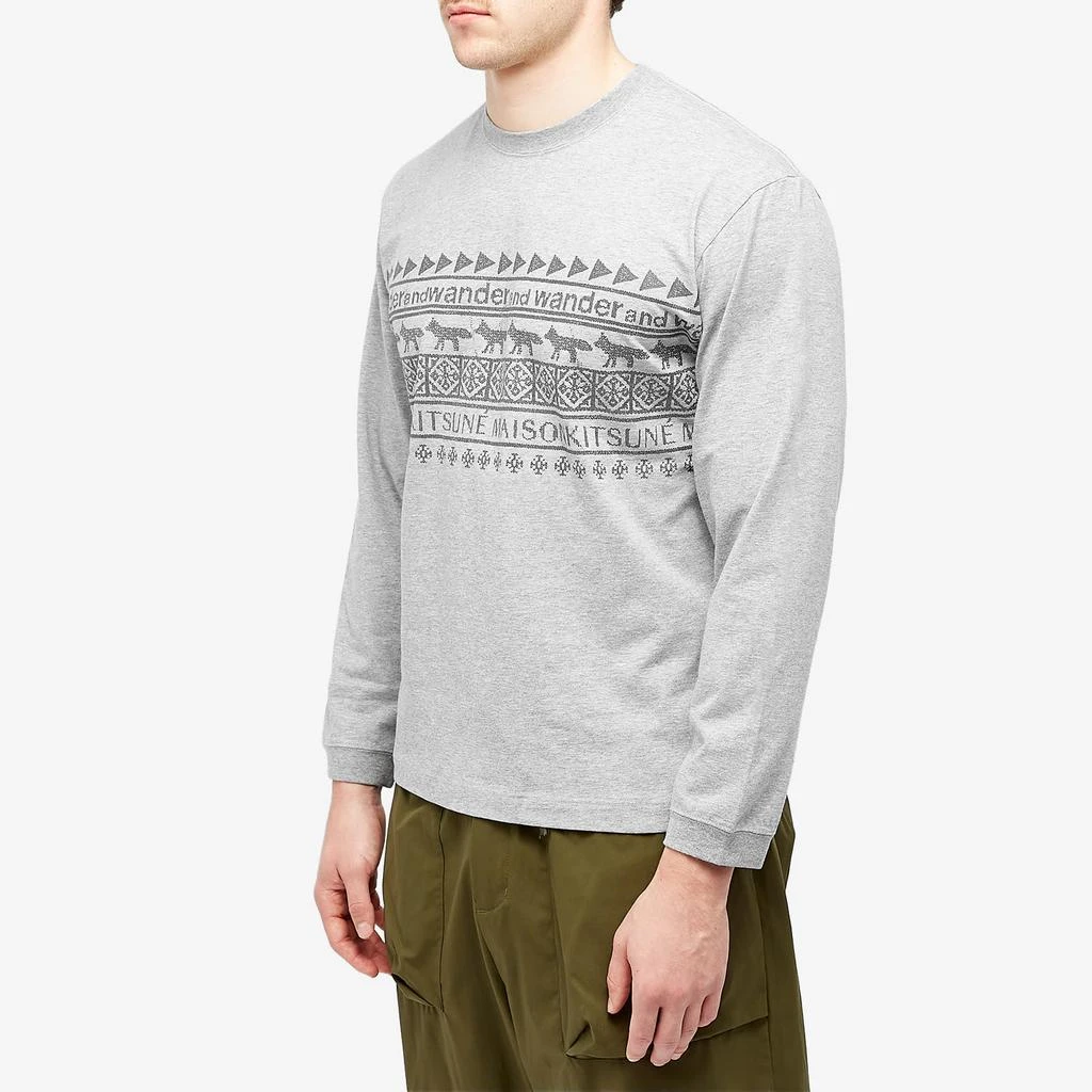 And Wander and wander x Maison Kitsune Long Sleeve Nordic Border T-Shirt 2