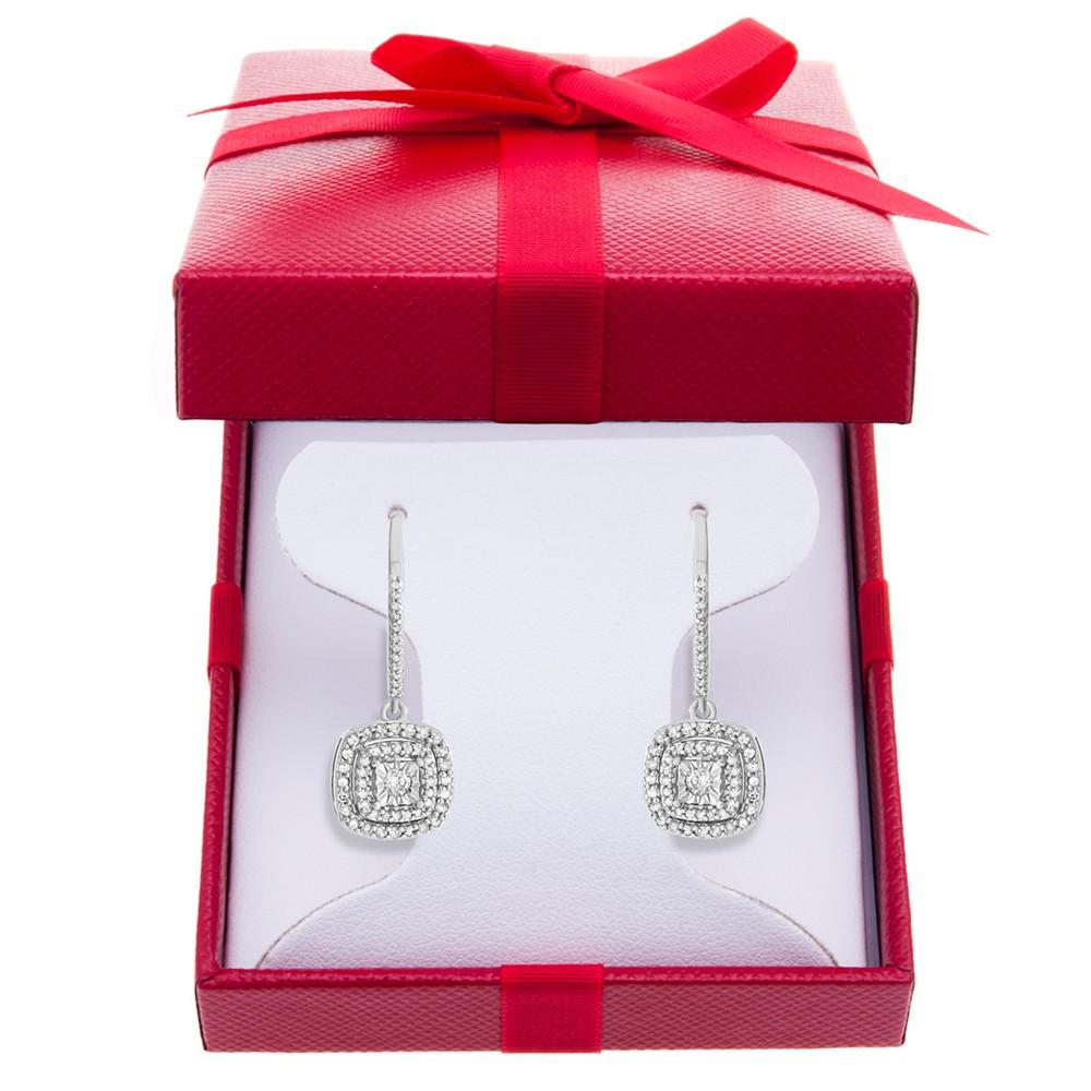 Macy's Diamond Halo Drop Earrings (1/2 ct. t.w.) in Sterling Silver, 14k Rose Gold Sterling Silver & 14k Gold Sterling Silver.