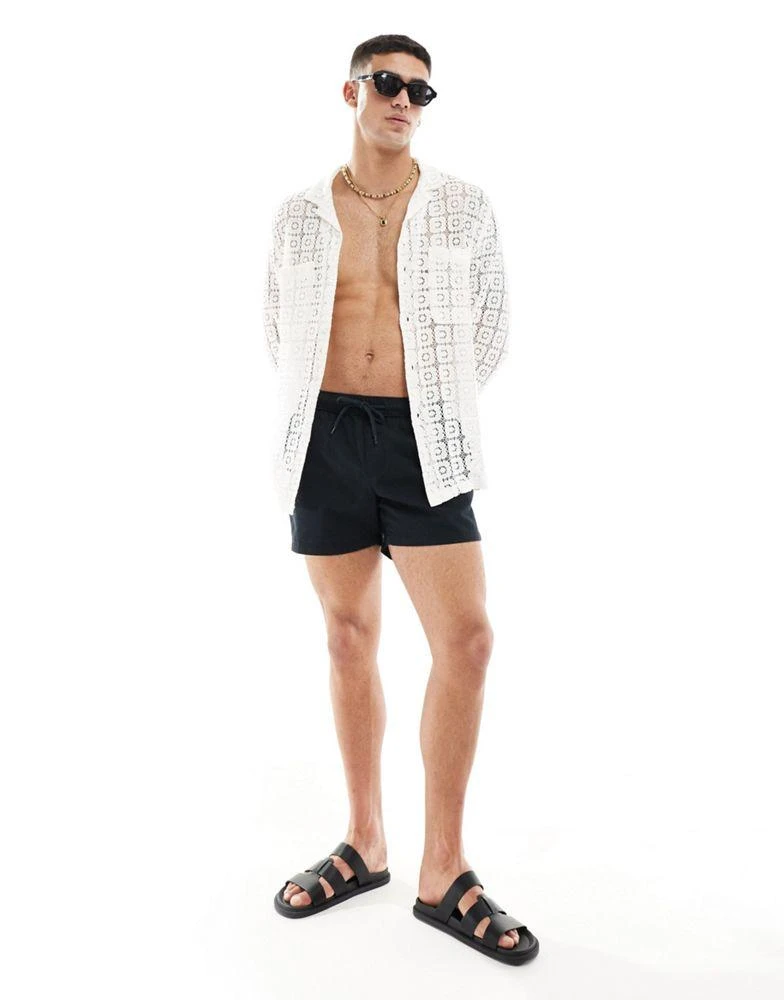 ASOS ASOS DESIGN relaxed revere collar shirt in white tiled lace 4