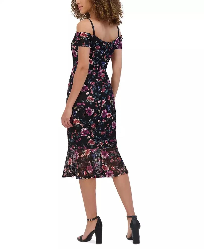 Siena Women's Off-the-Shoulder Printed Floral Lace Midi Dress 2