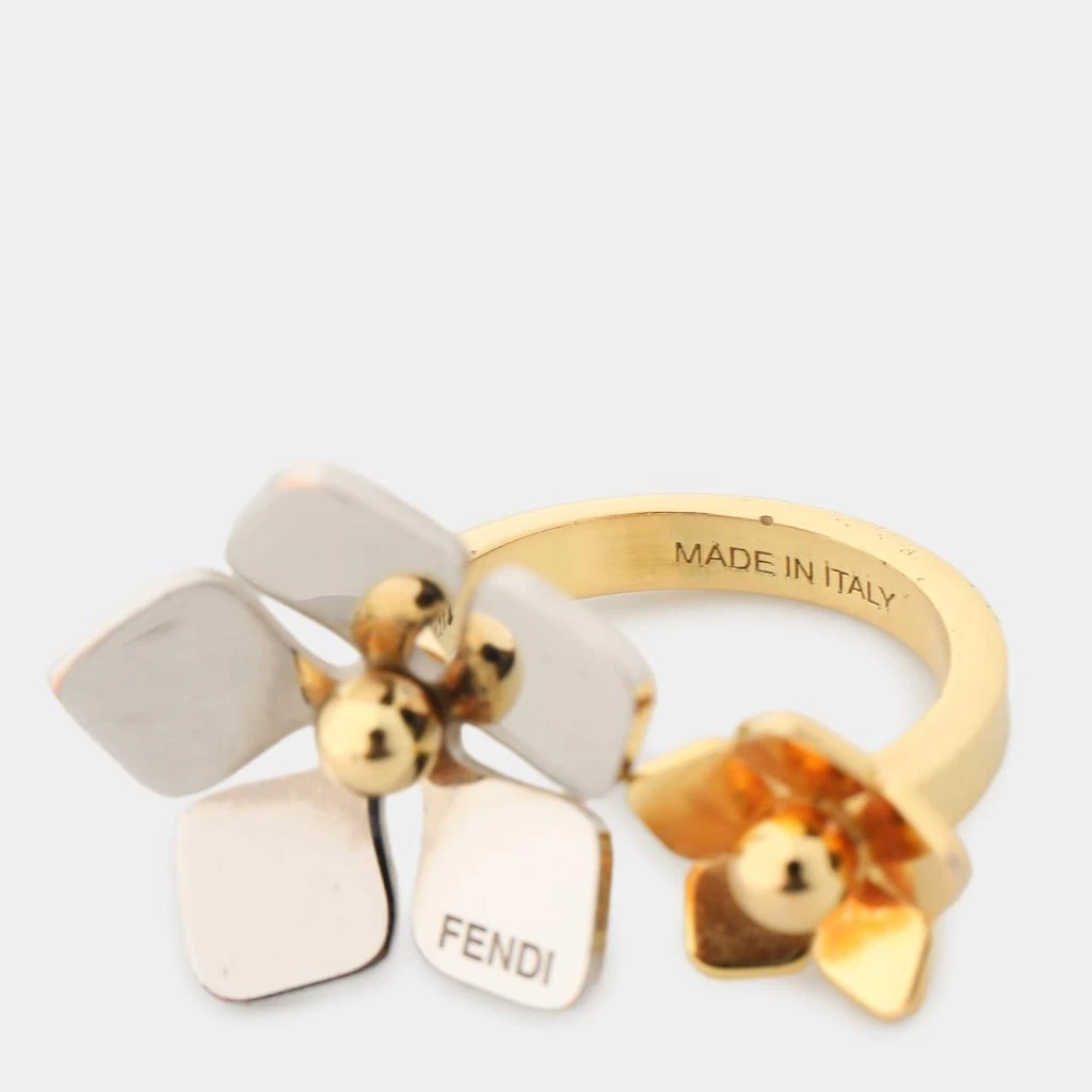 Fendi Fendi Two Tone Flower Motif Open Ring Size 51 5