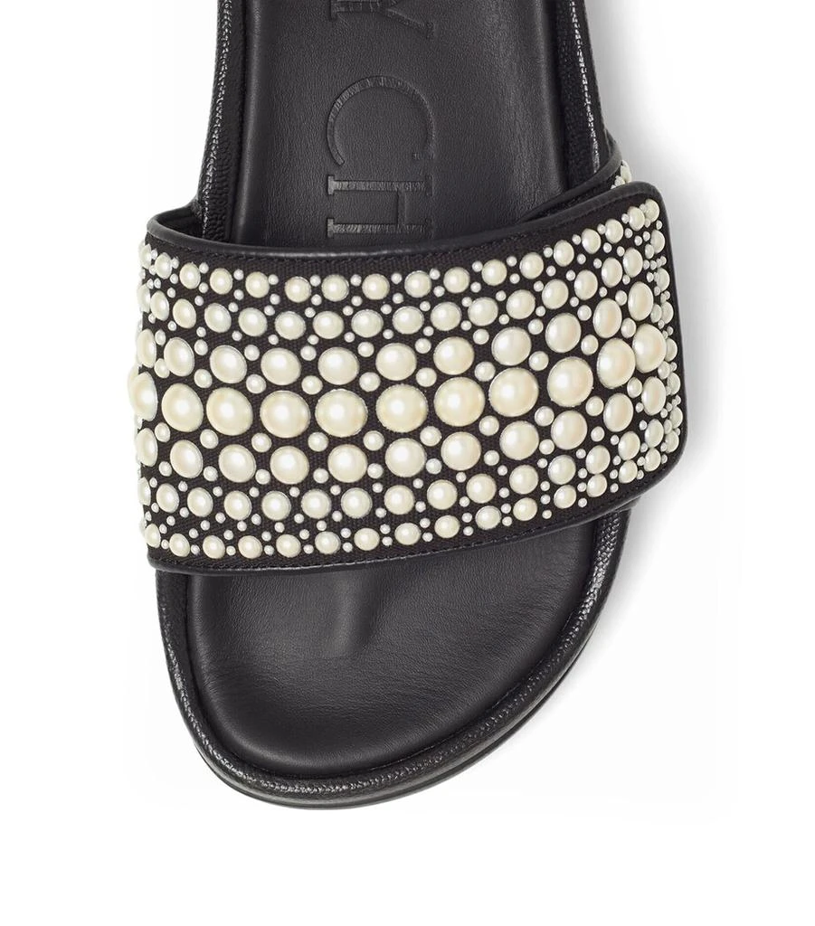 Jimmy Choo Fitz Embellished Canvas-Leather Slides 5