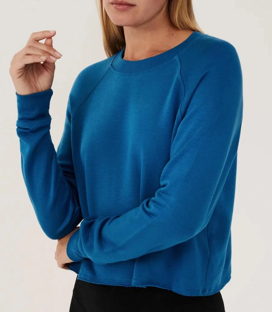 Shop Warm Up Crop Fleece Sweatshirt In Stone Blue on Sale at