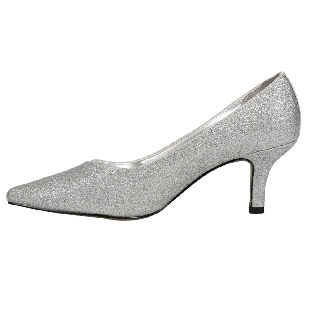 Easy Street Chiffon Glitter Metallic Kitten Heel Pointed Toe Pumps 3