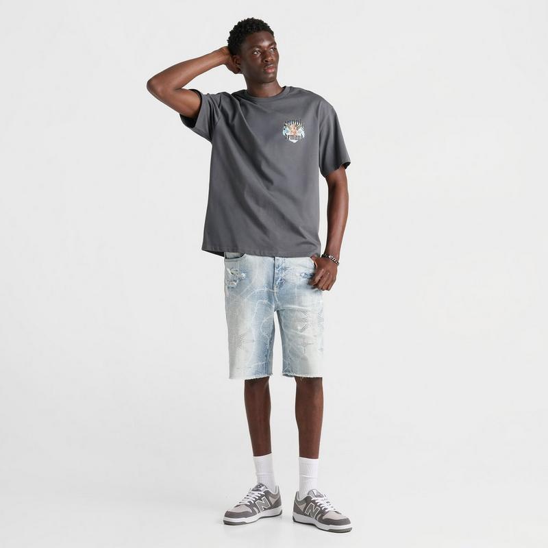 SUPPLY & DEMAND Men's Smoke Rise Washed Rhinestone Denim Shorts