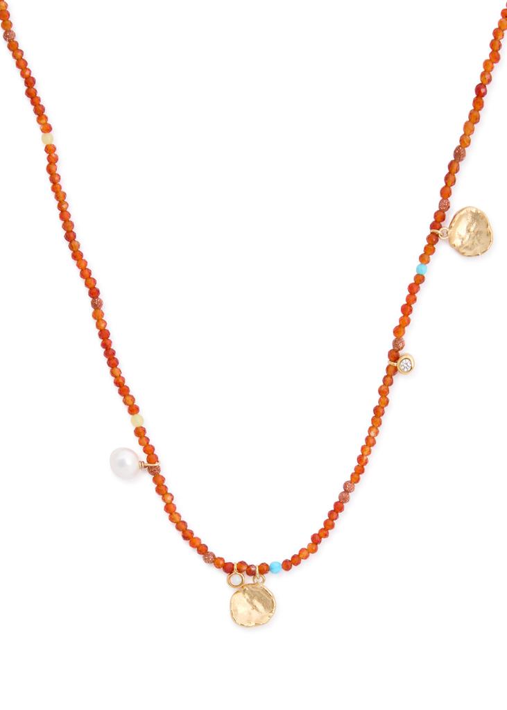 Anni Lu Maroon Harmony 18kt gold-plated beaded necklace