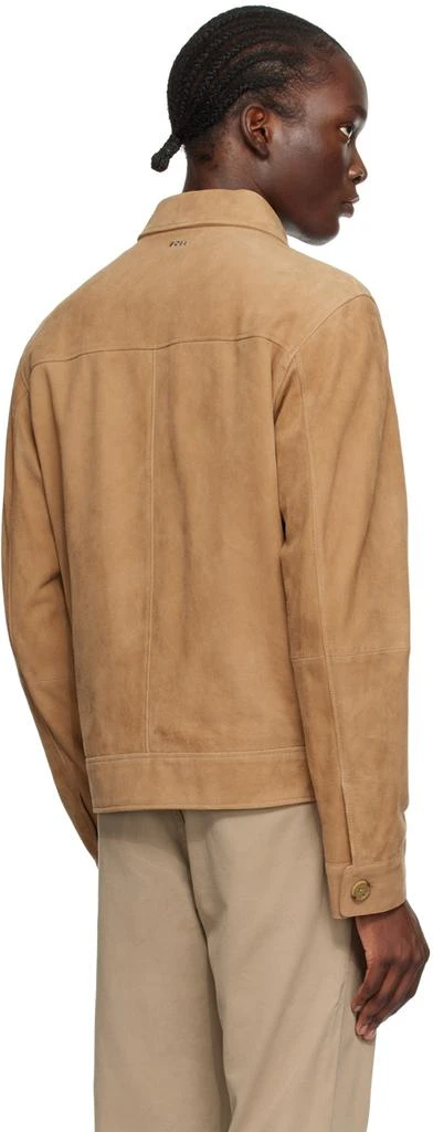 Hugo Boss Tan Regular-Fit Leather Jacket 3