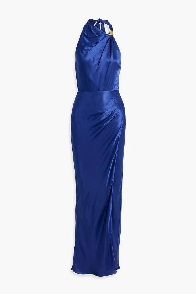NICHOLAS Draped satin halterneck maxi dress 1