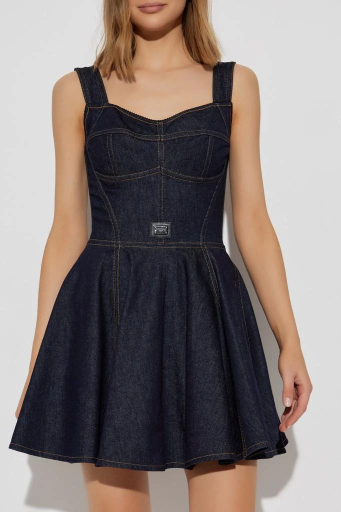 white christmas dresses Two Tone Blue Patchwork Denim Mini Dress IT38|XS main image 0