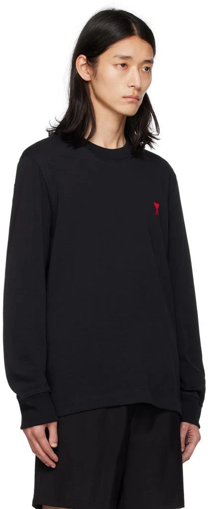 AMI Paris Black Ami de Cœur Long Sleeve T-Shirt 2