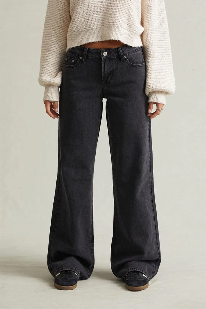 PacSun Women's Sloane Low Rise Baggy Jeans - Dark Blue Tint Denim For Casual Wear