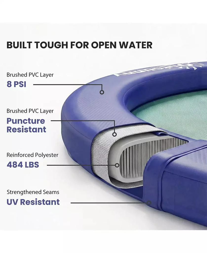 Outsunny 8FT Inflatable Water Hammock Floating Ring Dock Platform, 9