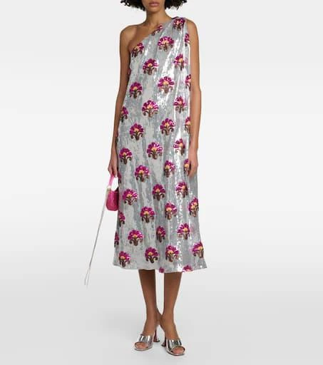 LA DOUBLE J Roy sequined one-shoulder midi dress 2
