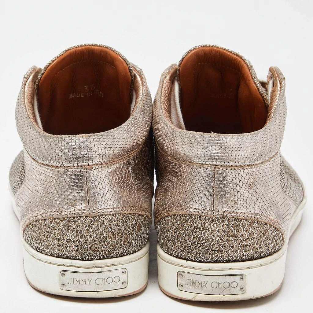 Jimmy Choo Jimmy Choo Rose Gold Leather and Glitter Miami High Top Sneakers Size 36 5