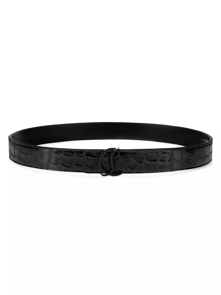 Christian Louboutin CL Logo Crocodile-Embossed Leather Belt  display picture 2