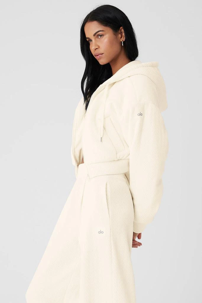Alo Cropped Cozy Day Full Zip Jacket - Ivory 3