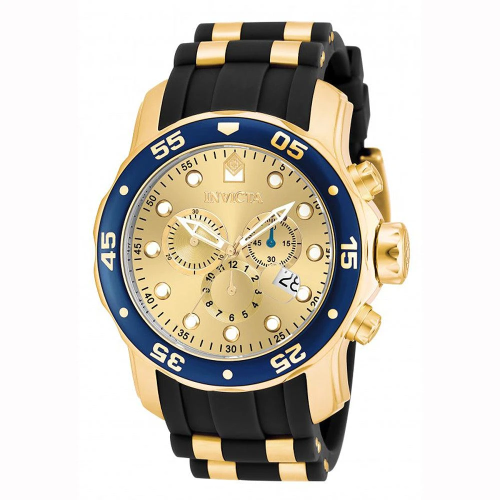 Invicta Invicta Men's Chronograph Watch - Pro Diver Steel & Polyurethane Strap Champagne Dial 1