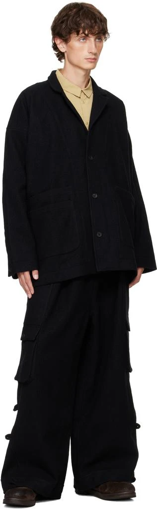 Jan-Jan Van Essche Black O-Project Teddy Wool Twill Blazer 4