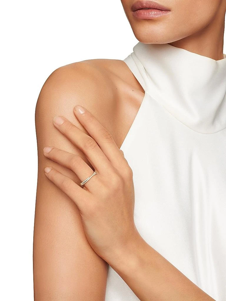 David Yurman DY Crossover Micro Pavé Band Ring in 18K Yellow Gold 2