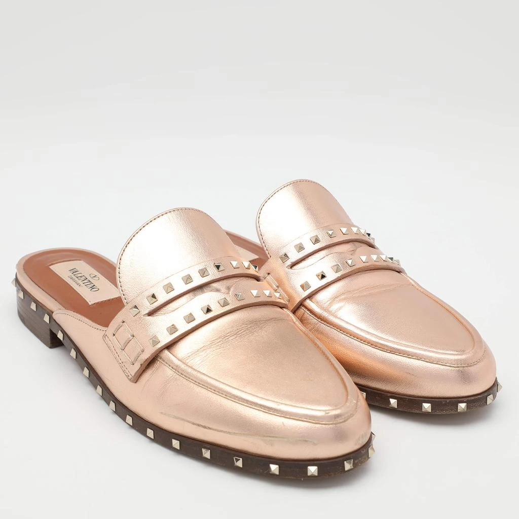 Valentino Valentino Metallic Rose Gold Leather Soul Rockstud Mules Size 36 4